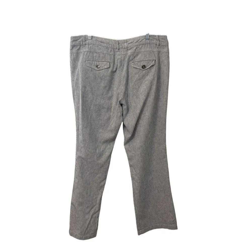 Dalia Collection Modern Fit Womens Striped Linen-Blend Pants Size14 Gray & White - Picture 2 of 7